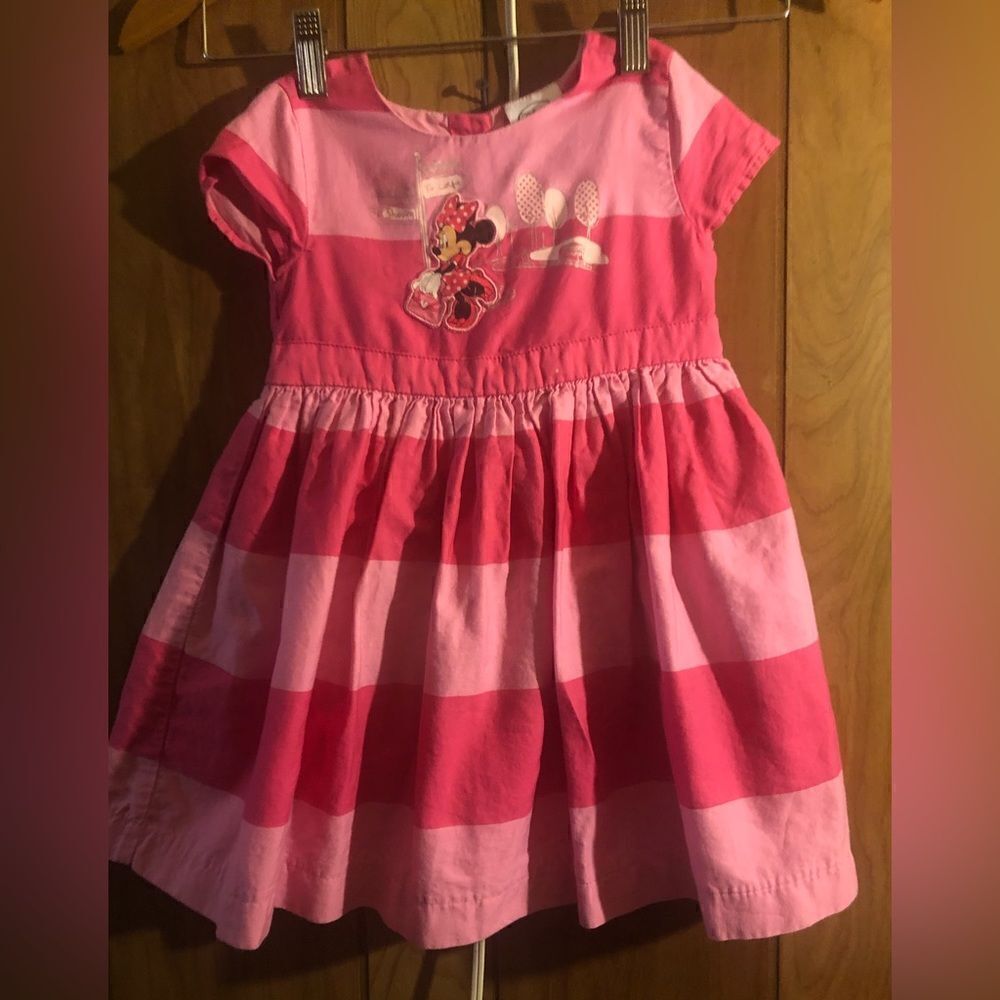 Disney Collection Minnie Mouse striped pink dress. Size 3.